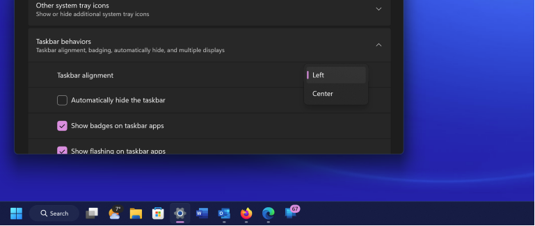 Windows 11 - Realign the Start Button